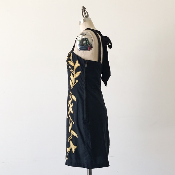 FREE PEOPLE | Black Gold Mini Dress - Picture 4 of 6